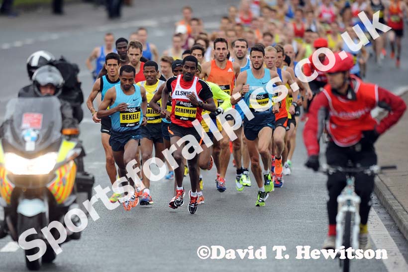 Soon after the start of the BUPA Great North Run.